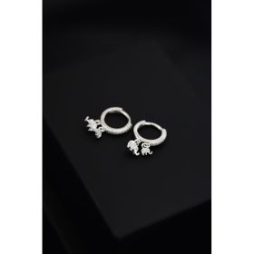 Papatya Silver 925 Ayar Rodyum Kaplama Fil Figürlü Halka Kadın Gümüş Küpe