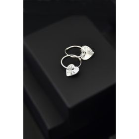 Papatya Silver 925 Ayar Rodyum Kaplama Fırfırlı Kalp Halka Gümüş Küpe