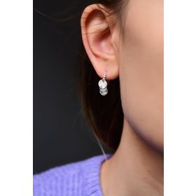 Papatya Silver 925 Ayar Rodyum Kaplama Fırfırlı Pullu Kadın Gümüş Küpe