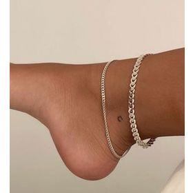 Papatya Silver 925 Ayar Rodyum Kaplama Gurmet Zincir Gümüş Halhal