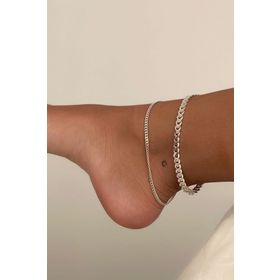 Papatya Silver 925 Ayar Rodyum Kaplama Gurmet Zincir Gümüş Halhal