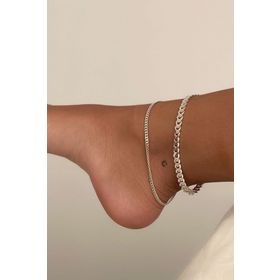 Papatya Silver 925 Ayar Rodyum Kaplama Gurmet Zincir Gümüş Halhal