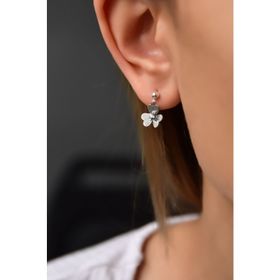 Papatya Silver 925 Ayar Rodyum Kaplama Hediyeli Beyaz Taşlı Frezya Çiçeği Gümüş Küpe