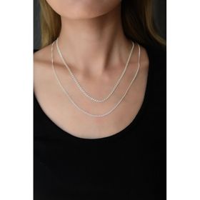 Papatya Silver 925 Ayar Rodyum Kaplama İkili Lavce Zincir Kadın Gümüş Kolye