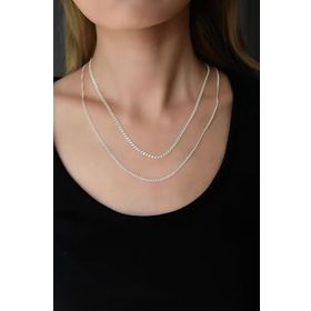 Papatya Silver 925 Ayar Rodyum Kaplama İkili Lavce Zincir Kadın Gümüş Kolye