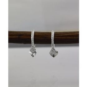 Papatya Silver 925 Ayar Rodyum Kaplama Kalp Halka Gümüş Küpe