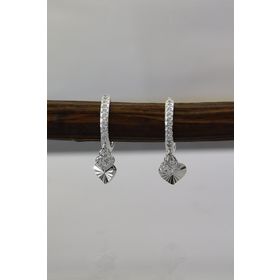 Papatya Silver 925 Ayar Rodyum Kaplama Kalp Halka Gümüş Küpe
