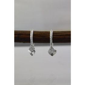 Papatya Silver 925 Ayar Rodyum Kaplama Kalp Halka Gümüş Küpe