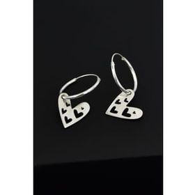 Papatya Silver 925 Ayar Rodyum Kaplama Kalp Halka Gümüş Küpe