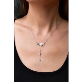Papatya Silver 925 Ayar Rodyum Kaplama Kardelen Çiçeği Gümüş Kolye