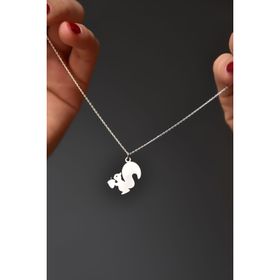 Papatya Silver 925 Ayar Rodyum Kaplama Kesim Fındık Kurdu Sincap Kadın Gümüş Kolye