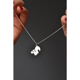Papatya Silver 925 Ayar Rodyum Kaplama Kesim Fındık Kurdu Sincap Kadın Gümüş Kolye