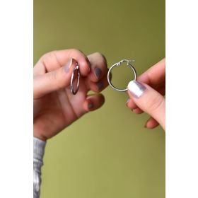 Papatya Silver 925 Ayar Rodyum Kaplama Klipsli Halka Gümüş Küpe