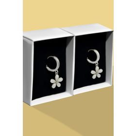 Papatya Silver 925 Ayar Rodyum Kaplama Klipsli Halka Gümüş Küpe