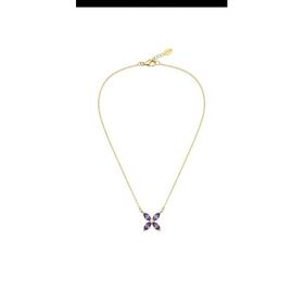 Papatya Silver 925 Ayar Rodyum Kaplama Lacivert Zirkon Taşlı Plumeria Kadın Gümüş Kolye