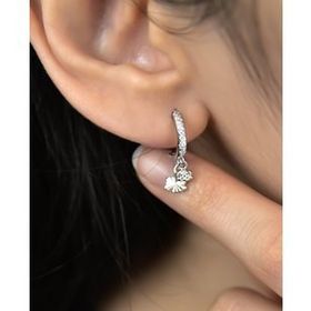 Papatya Silver 925 Ayar Rodyum Kaplama Lotus Figürlü Halka Gümüş Küpe
