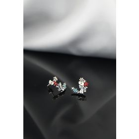 Papatya Silver 925 Ayar Rodyum Kaplama Mineli Papatya Damla Taşlı Tasarım Gümüş Küpe
