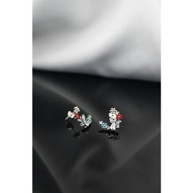 Papatya Silver 925 Ayar Rodyum Kaplama Mineli Papatya Damla Taşlı Tasarım Gümüş Küpe