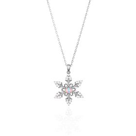 Papatya Silver 925 Ayar Rodyum Kaplama Opal Kar Tanesi Kadın Gümüş Kolye