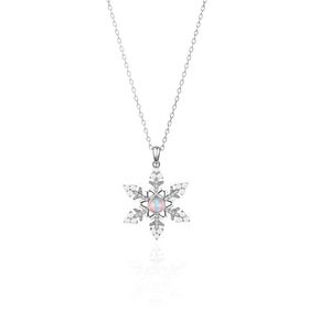 Papatya Silver 925 Ayar Rodyum Kaplama Opal Kar Tanesi Kadın Gümüş Kolye