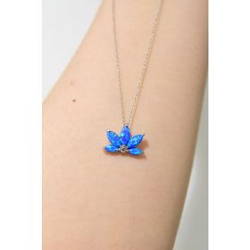 Papatya Silver 925 Ayar Rodyum Kaplama Opal Taşlı Lotus Kadın Gümüş Kolye