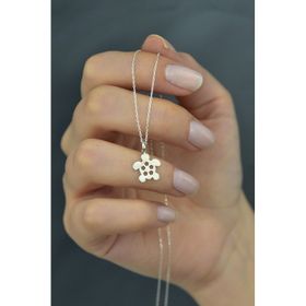 Papatya Silver 925 Ayar Rodyum Kaplama Plaka Kesim Kaplumbağa Kadın Gümüş Kolye