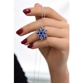 Papatya Silver 925 Ayar Rodyum Kaplama Safir Yıldız Kartanesi Gümüş Kolye