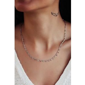 Papatya Silver 925 Ayar Rodyum Kaplama Sıralı Gümüş Pul Kolye