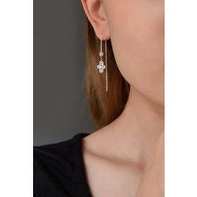 Papatya Silver 925 Ayar Rodyum Kaplama Taşlı Tasarım Gümüş Küpe