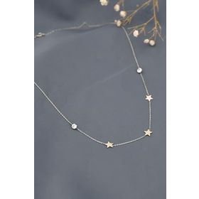Papatya Silver 925 Ayar Rodyum Kaplama Taşlı Yıldız Gümüş Kolye