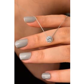 Papatya Silver 925 Ayar Rodyum Kaplama Tektaş Kadın Gümüş Kolye
