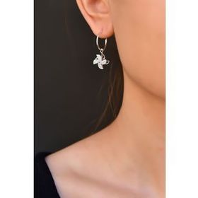 Papatya Silver 925 Ayar Rodyum Kaplama Wind Rose Halka Gümüş Küpe
