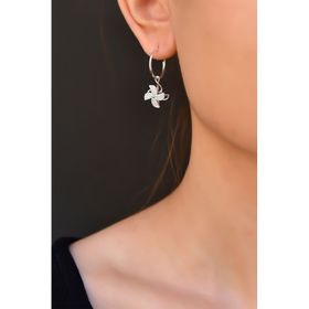 Papatya Silver 925 Ayar Rodyum Kaplama Wind Rose Halka Gümüş Küpe