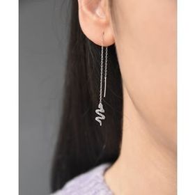 Papatya Silver 925 Ayar Rodyum Kaplama Yılan Zincir Çift Gümüş Küpe