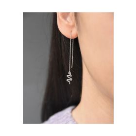 Papatya Silver 925 Ayar Rodyum Kaplama Yılan Zincir Çift Gümüş Küpe