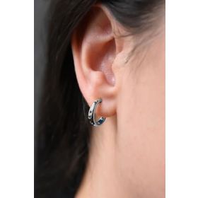 Papatya Silver 925 Ayar Rodyum Kaplama Yıldız Model Çivili Halka Küpe