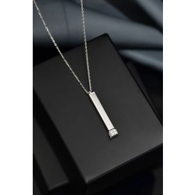 Papatya Silver 925 Ayar Rodyum Kaplama Zirkon Taşlı Açılır Çubuk Gümüş Kolye