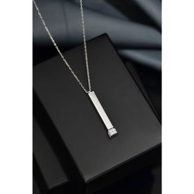 Papatya Silver 925 Ayar Rodyum Kaplama Zirkon Taşlı Açılır Çubuk Gümüş Kolye