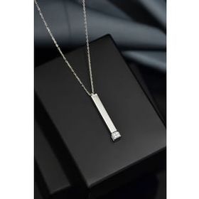 Papatya Silver 925 Ayar Rodyum Kaplama Zirkon Taşlı Açılır Çubuk Gümüş Kolye