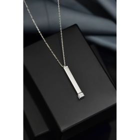 Papatya Silver 925 Ayar Rodyum Kaplama Zirkon Taşlı Açılır Çubuk Gümüş Kolye