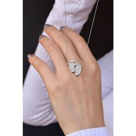 Papatya Silver 925 Ayar Rodyum Kaplama Zirkon Taşlı Ayak İzi Kolye