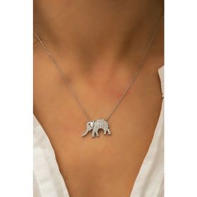 Papatya Silver 925 Ayar Rodyum Kaplama Zirkon Taşlı Gümüş Fil Kolye