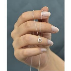 Papatya Silver 925 Ayar Rodyum Kaplama Zirkon Taşlı Gümüş Nal Kolye