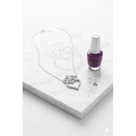 Papatya Silver 925 Ayar Rodyum Kaplama Zirkon Taşlı Kalpli Kralıçe Tacı Gümüş Kolye