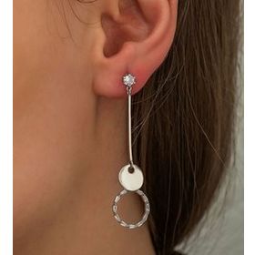 Papatya Silver 925 Ayar Rodyum Kaplama Zirkon Taşlı Sallantılı Halka Gümüş Küpe