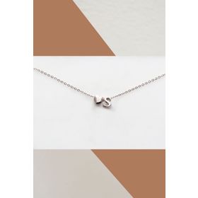 Papatya Silver 925 Ayar Rodyum Mini Üç Boyutlu S Harfi Kalp Gümüş Kolye