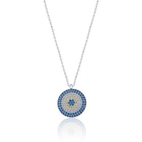 Papatya Silver 925 Ayar Rodyum Zirkon Taşlı Nazar Kadın Gümüş Kolye