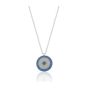 Papatya Silver 925 Ayar Rodyum Zirkon Taşlı Nazar Kadın Gümüş Kolye
