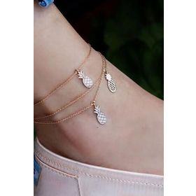 Papatya Silver 925 Ayar Rose Altın Kaplama Ananas Gümüş Halhal