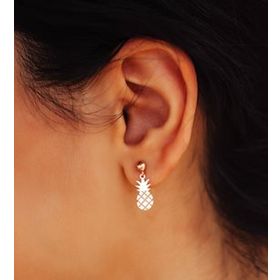 Papatya Silver 925 Ayar Rose Altın Kaplama Ananas Gümüş Küpe